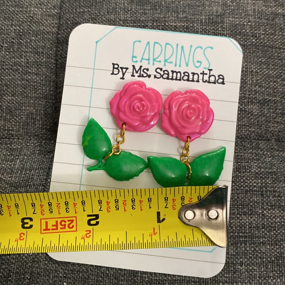 Clay Earrings -ROSES - Picture 5 of 5